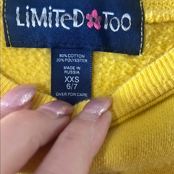 Limited Too Yellow Cropped Hoodie with Bold LTD2 Text - Picture 3 of 4
